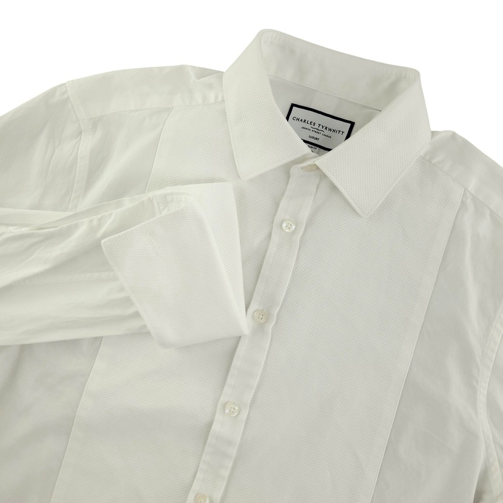 Charles Tyrwhitt Dress Shirt Mens 15.5 34/35 White Extra Slim French Cuff Tuxedo